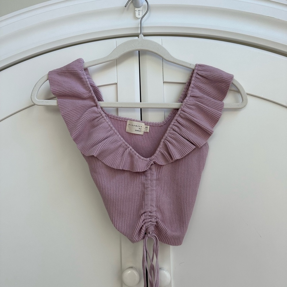 NWOT Von Maur Ruffle-Neck String-Ruched Tank Top